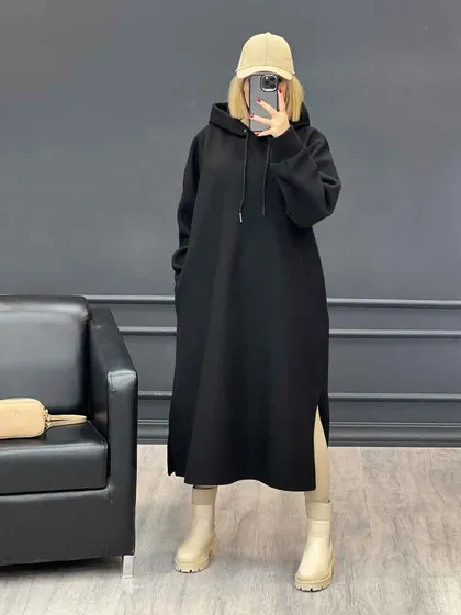 پیراهن بلند کلاه دار