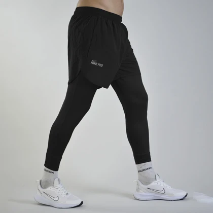 شلوارک و لگ سرهمی مردانه نایک مدل GMS-Run 1M850 مشکی
