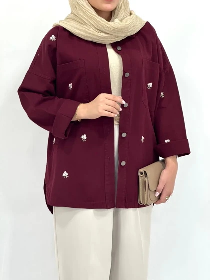مانتو کتان کاغذی گلدوزی ژینوس