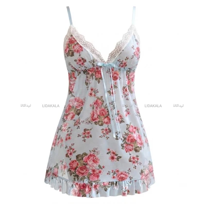 لباس خواب گل‌دار رنگ آبی برند لاوین کد 4246