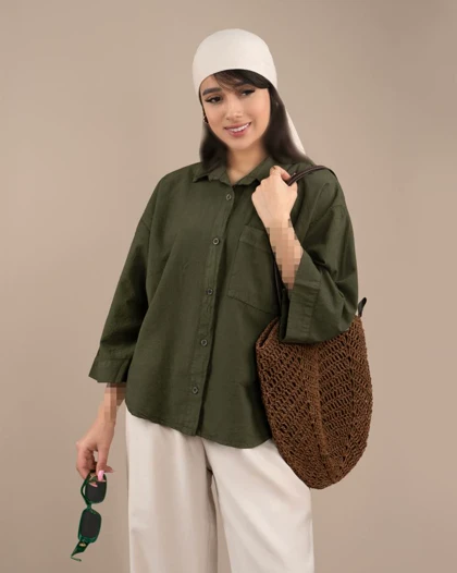 شومیز تک جیب سبز کد 29897