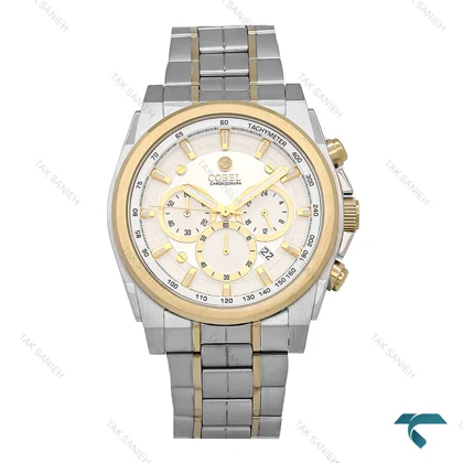 ساعت مردانه کوبل CB6291G دورنگ طلایی صفحه سفید Cobel-6903-G