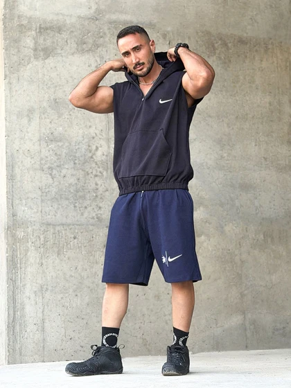 هودی کلاهدار ورزشی نیم زیپ NIKE سرمه ای