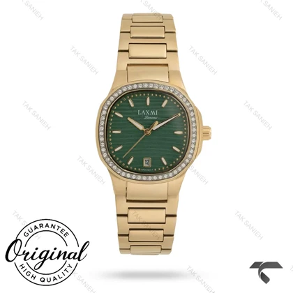 ساعت لکسمی زنانه 8170-1 طلایی دورنگین صفحه سبز Laxmi-9280-L