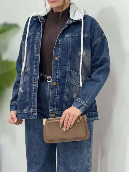 کت جین کلاهدار نیلو