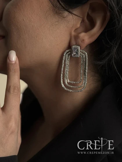 گوشواره جواهری مستطیل بزرگ