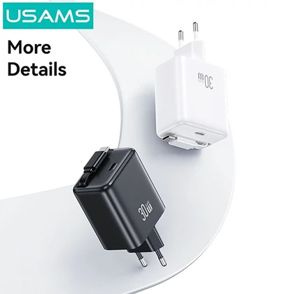 شارژر دیواری 30 وات یوسامز USAMS مدل CC241 تایپ سی با کابل