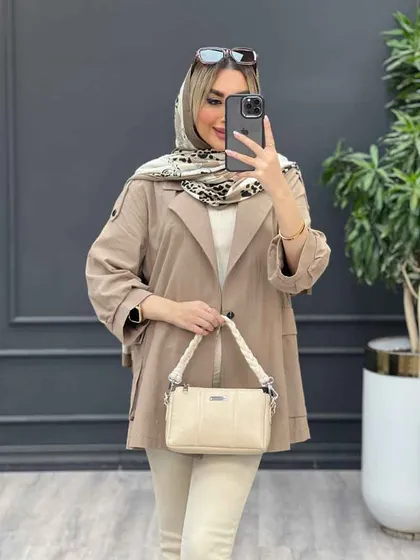 مانتو لینن پشت دکمه سرشانه پاگن