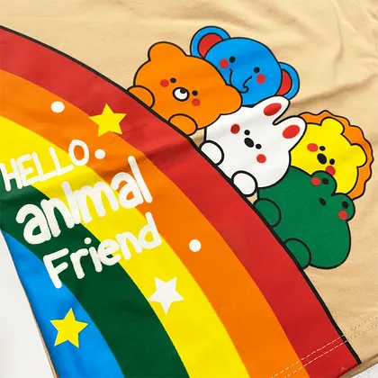 تیشرت شلوارک لی مدل animals کرم