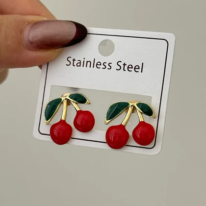 گوشواره زنانه مینیمال آلبالو کد 900