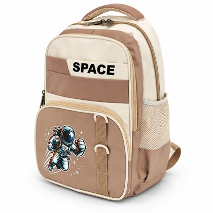کوله پشتی وارداتی فانتزی مدل اسپیس SPACE کرمی کد 676