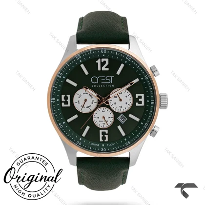 ساعت کرست مردانه 6251-5 سیلور سبز Crest-10856-G
