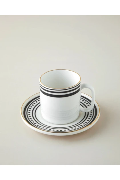 فنجان چای 2 نفره English Home مدل Luminous White - مشکی-سفید-طلایی