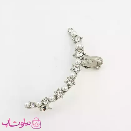گوشواره لاله گوش نگین‌دار نقره ای