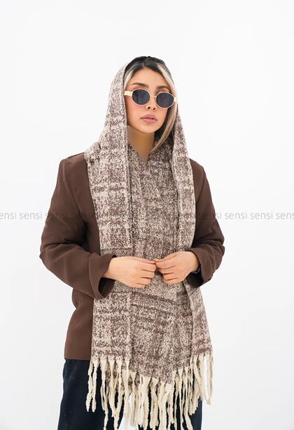شال چهارخونه بافت موهری کد1005158