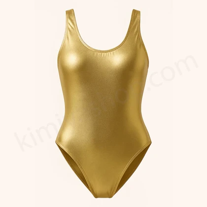 بادی (مایو) زنانه دیسکویی طلایی پشت بسته – درخششی خیره‌کننده، ظاهری حرفه‌ای