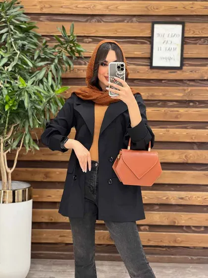 مانتو چهار دکمه جیب حلقه