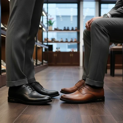 کفش رسمی بندی مردانه مدل sahand-مشکی