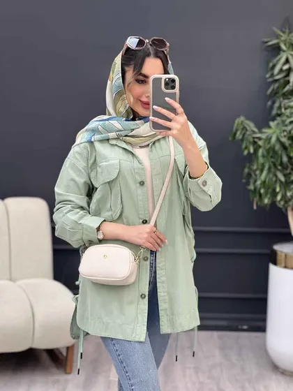 مانتو لینن جیب پیله بند دار