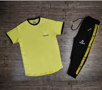 ست تیشرت آستین کوتاه و شلوار REEBOK رنگ زرد