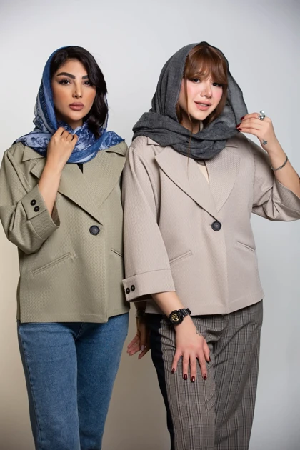 کت زنانه یقه ای استین دو دکمه