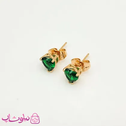 گوشواره میخی ژوپینگ قلبی سبز کوچک