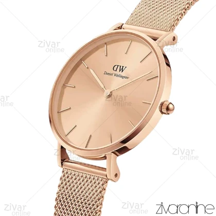 ساعت دنیل ولینگتون زنانه تمام رزگلد بند حصیری مدیوم 103910