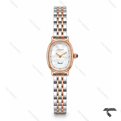 ساعت الگانس زنانه امپریال دورنگ رزگلد صفحه صدف بیضی Elegance-10799-L