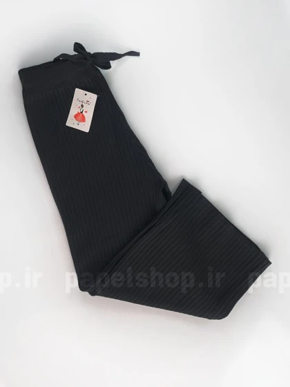 شلوار بافت مشکی فیتیله ای