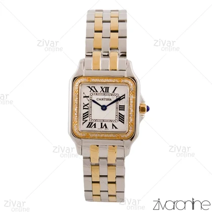 ساعت مچی کارتیر زنانه مدل پنته نقره ای طلایی دور نگین 103804