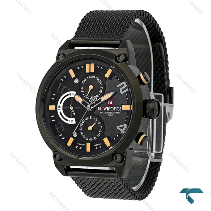 ساعت نیوی فورس مردانه NF9068 مشکی ایندکس کرم NaviForce-8400-G