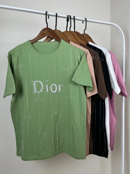 تیشرت پنبه نگین‌دار DIOR
