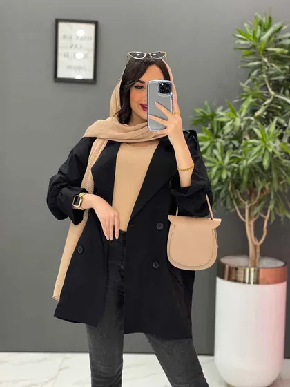 مانتو کتی چهاردکمه آستین کش