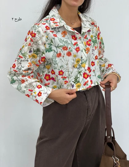 شومیز لینن طرحدار روژینا