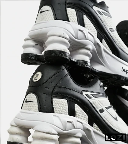 کفش کتانی مردانه سفید مشکی نایک NIKE x SUPREME shox ride 2