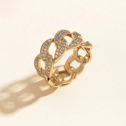 انگشتر ژوپینگ طرح زنجیری (کوبان/کارتیه) نگین‌دار