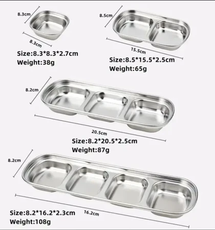 اردو خوری استیل نقره ای مربع