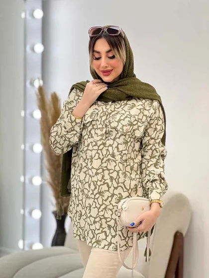 شومیز طرح دار دو جیب