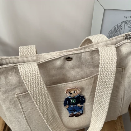 توت بگ کرمی طرح polo bear ساک پارچه ای سایز اسمال