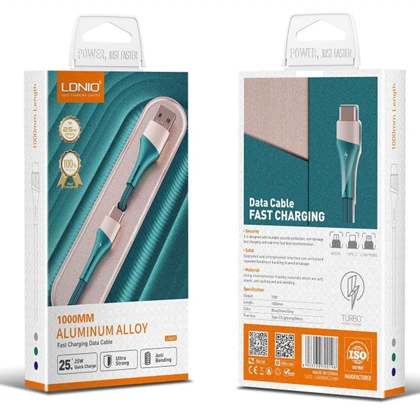 کابل شارژ تایپ سی الدنیو LDNIO مدل LS632 توان 30 وات 2 متر