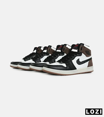 کفش کتانی مردانه و زنانه ساق‌دار مشکی سفید قهوه ای NIKE jordan 1 مدل 7156