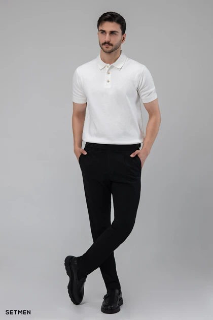 تیشرت یقه دار ژاکارد کلاسیک