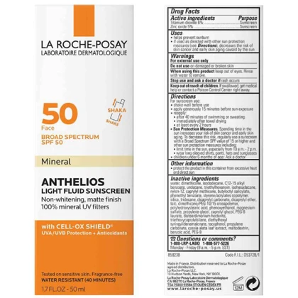 ضدآفتاب مینرال زینک اکساید آنتلیوس SPF50 لاروش پوزای
