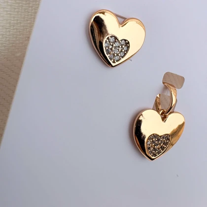 نیم ست قلب تخت نگین‌دار ژوپینگ بدون زنجیر