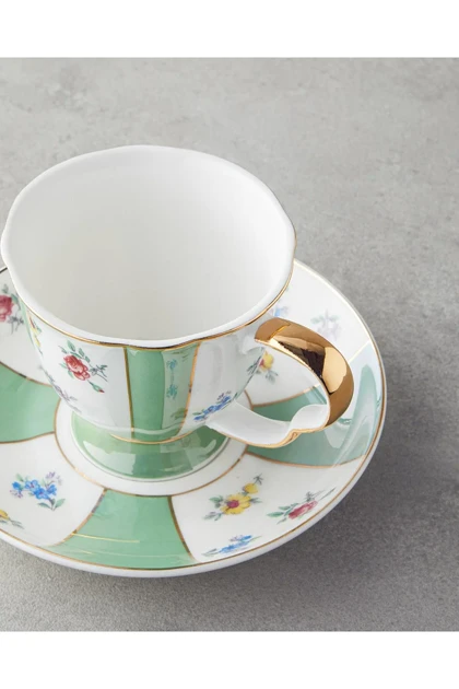 سرویس فنجان چای دو نفره چینی English Home مدل Bealy - سبز-زرد