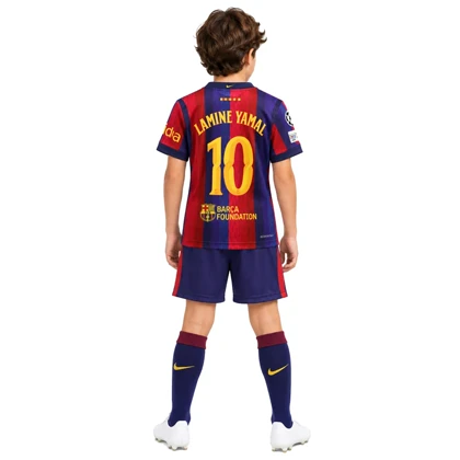 کیت فوتبالی بچگانه لامین یامال مدل 2027-2026-Barcelona آبی قرمز