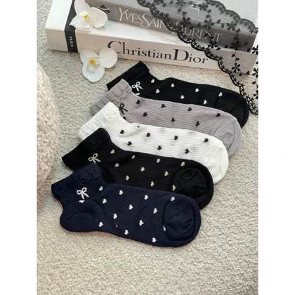 جوراب زنانه مچی کبریتی قلب ریز پاپیون