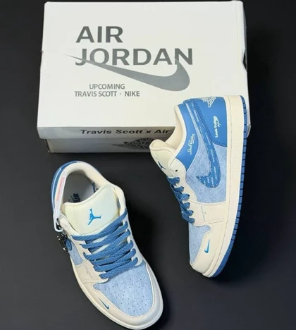 کتانی ویتنامی نایک ایر جردن وان لو لویی ویتون کاستوم آبیNike Air Jordan 1 Low Louis vuitton Custom