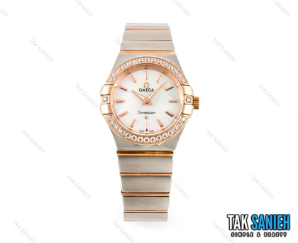 ساعت امگا کانسلیشن دورنگ رزگلد نگین‌دار خطی Omega-1496-L