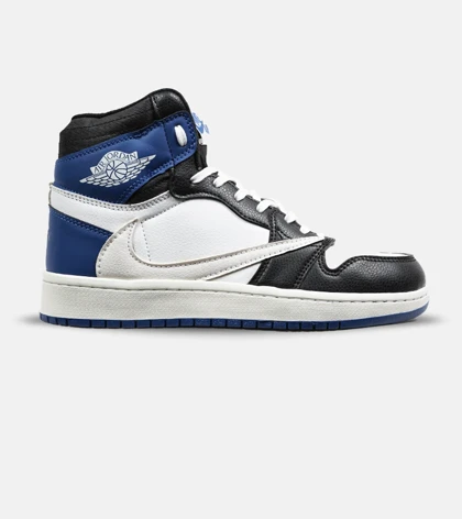 کفش کتانی ساق‌دار سفید آبی مشکی مردانه NIKE travis scott مدل 6707